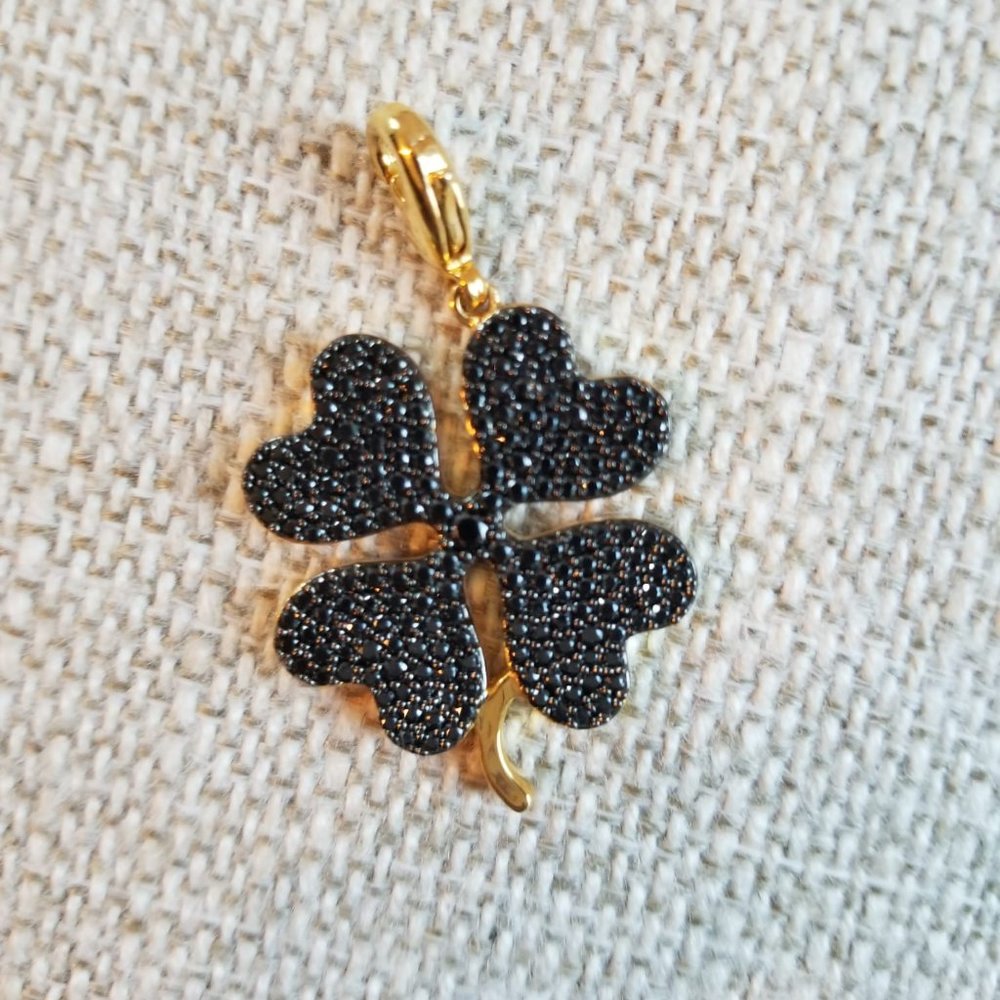 Jewels By Jen Black Crystal Four Leaf Clover Charm - Picture 3 of 9